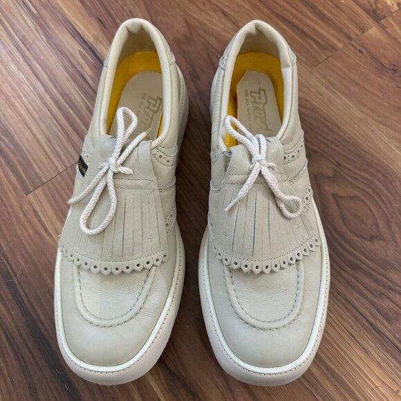 Vintage‎ PRO-SHU Golf Shoes Women’s 8 N Tan Tassel Metal Spikes Leather Upper - Picture 1 of 5